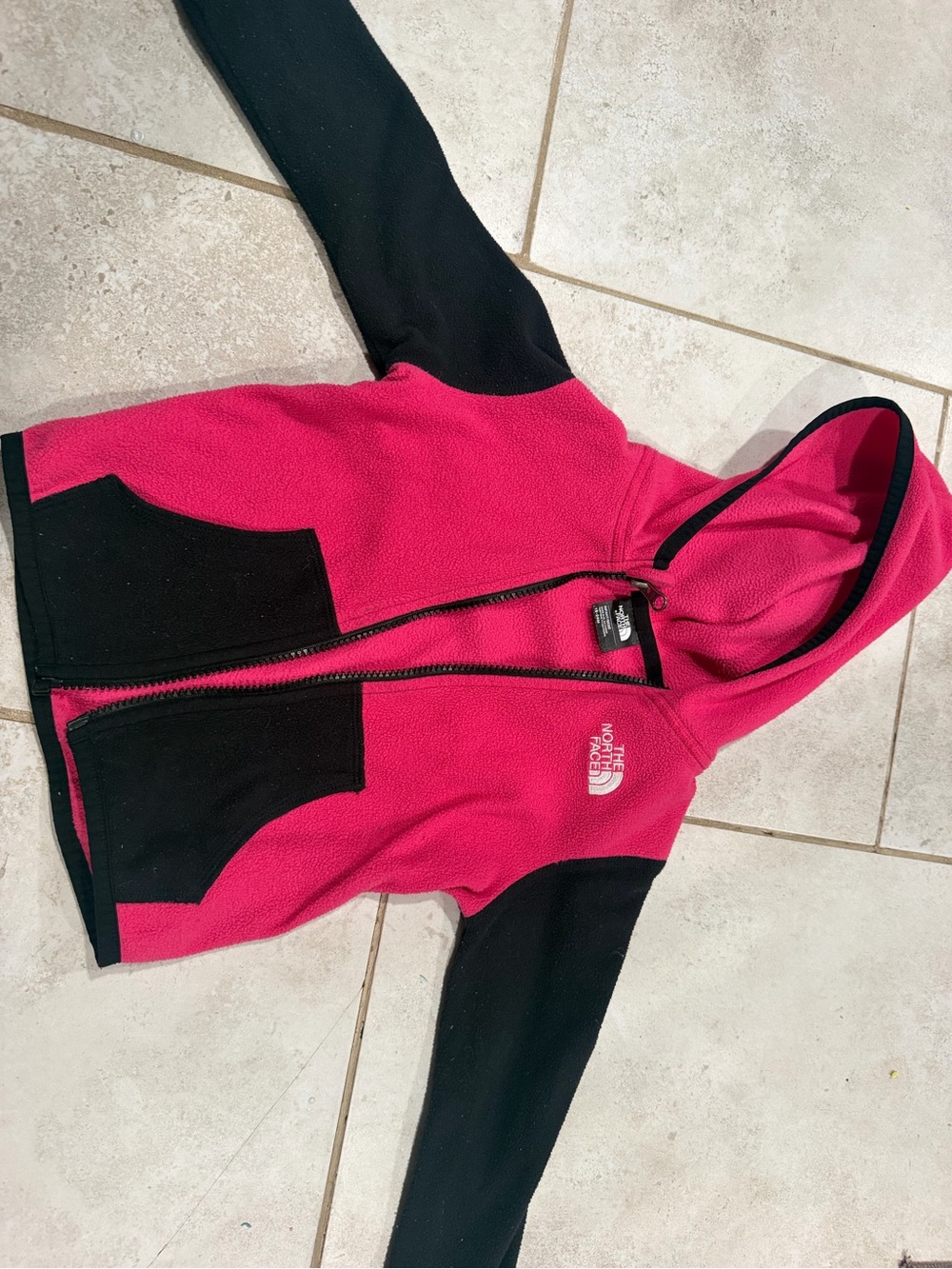 Toddler girls  North Face Kids' Pink & Black Hooded Fleece Jacket